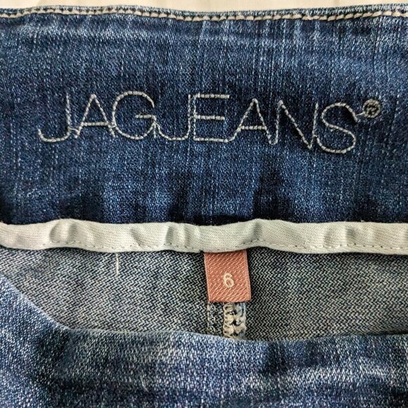 Jag Jeans High Rise Skinny Distressed Pull-On Jeans Dark Wash Blue Women's SZ 6 - Picture 13 of 16